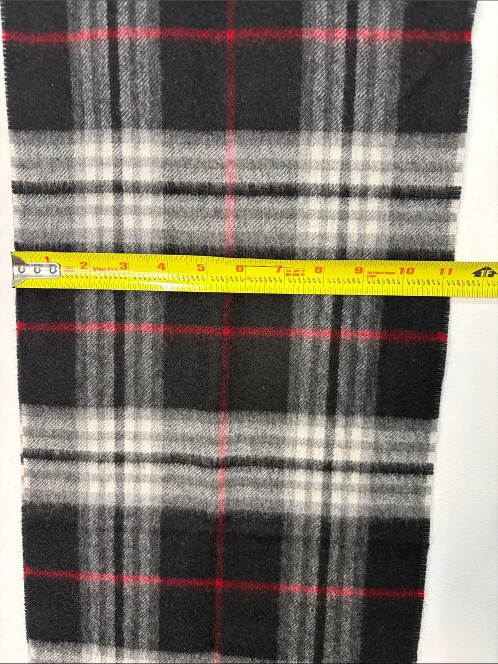 NWT Murano Cashmere Scarf Black White Red Plaid Check Designer Quiet Luxury